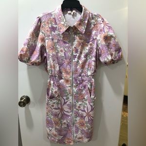 Skies Are Blue denim floral zip up dress